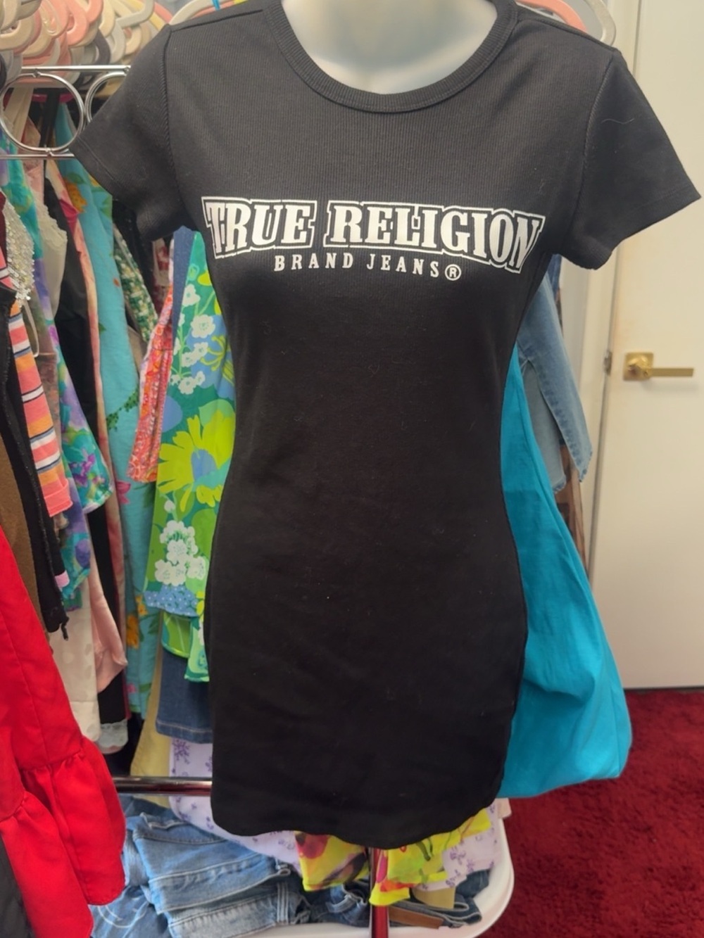 True Religion Black Logo Mini Dress